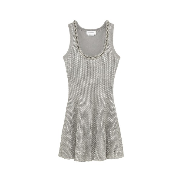Alexander McQueen Metallic Knit Mini Dress - Dresses - British Luxury Tailoring at Coveti