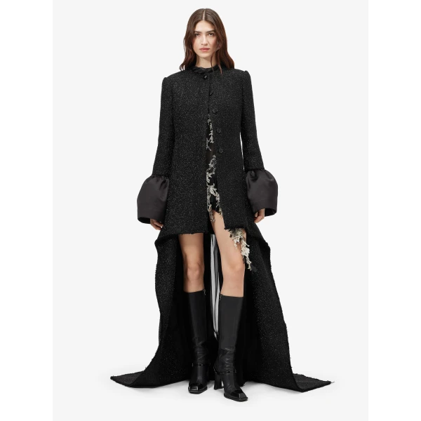 Alexander McQueen Metallic Tweed High-low Coat - Coats - British Luxury Tailoring at Coveti
