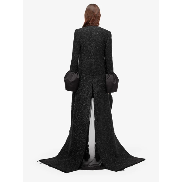 Alexander McQueen Metallic Tweed High-low Coat - Coats - British Luxury Tailoring at Coveti