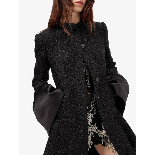 Alexander McQueen Metallic Tweed High-low Coat - Coats - British Luxury Tailoring at Coveti