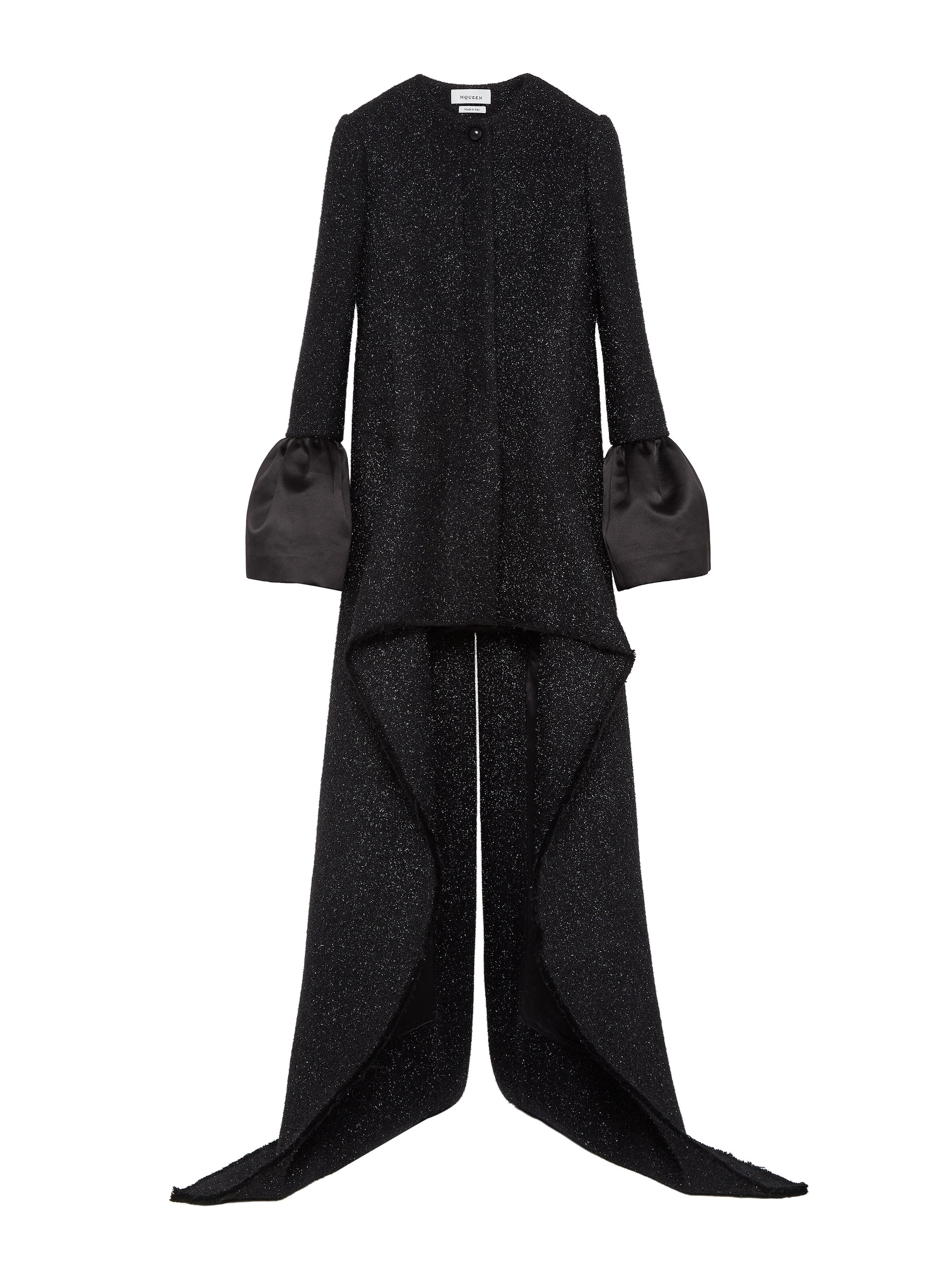 Alexander McQueen Metallic Tweed High-low Coat - Coats - British Luxury Tailoring at Coveti Alexander McQueen Metallic Tweed High-low Coat - Coats - British Luxury Tailoring at Coveti