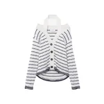 Alexander McQueen Off-the-shoulder Striped Cardigan - Knitwear - British Luxury Tailoring at Coveti