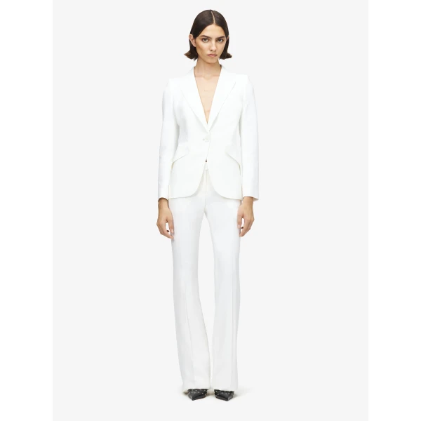 Alexander McQueen Peak Shoulder Leaf Crepe Jacket - Jackets - British Luxury Tailoring at Coveti