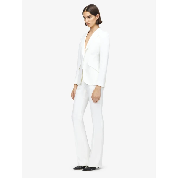Alexander McQueen Peak Shoulder Leaf Crepe Jacket - Jackets - British Luxury Tailoring at Coveti