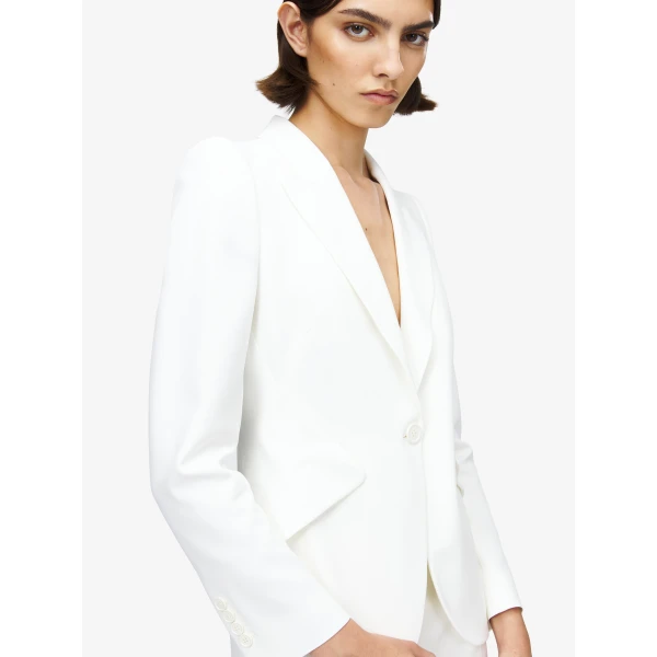 Alexander McQueen Peak Shoulder Leaf Crepe Jacket - Jackets - British Luxury Tailoring at Coveti