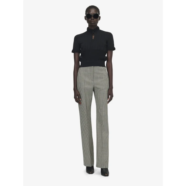 Alexander McQueen Pointelle Knit Top in Black - Knitwear - British Luxury Tailoring at Coveti