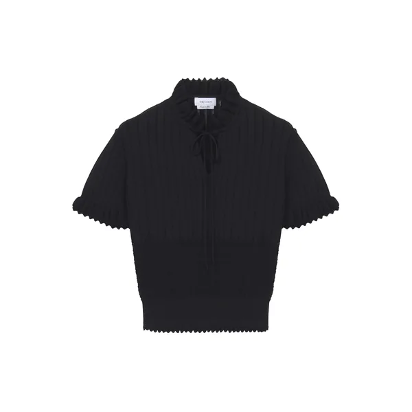 Alexander McQueen Pointelle Knit Top in Black - Knitwear - British Luxury Tailoring at Coveti