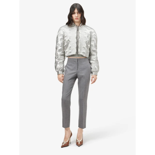 Alexander McQueen Rose Quilted Cropped Bomber Jacket - Jackets - British Luxury Tailoring at Coveti