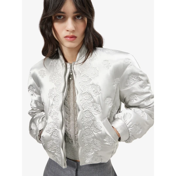 Alexander McQueen Rose Quilted Cropped Bomber Jacket - Jackets - British Luxury Tailoring at Coveti