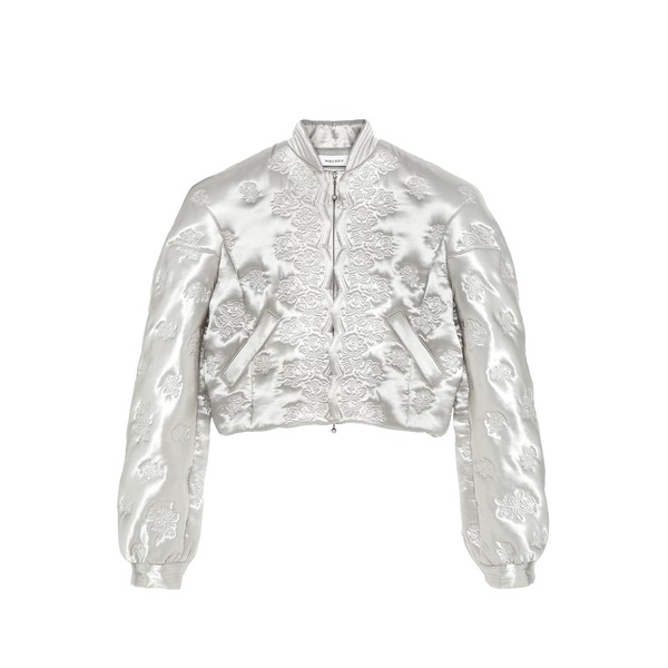 Alexander McQueen Rose Quilted Cropped Bomber Jacket - Jackets - British Luxury Tailoring at Coveti