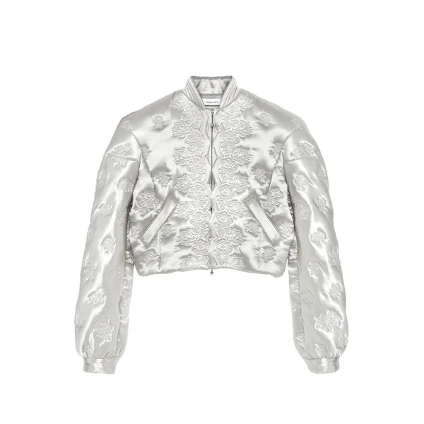 Alexander McQueen Rose Quilted Cropped Bomber Jacket - Jackets - British Luxury Tailoring at Coveti