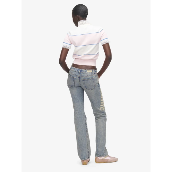 Alexander McQueen Ruffle Trim Striped Top - Knitwear - British Luxury Tailoring at Coveti