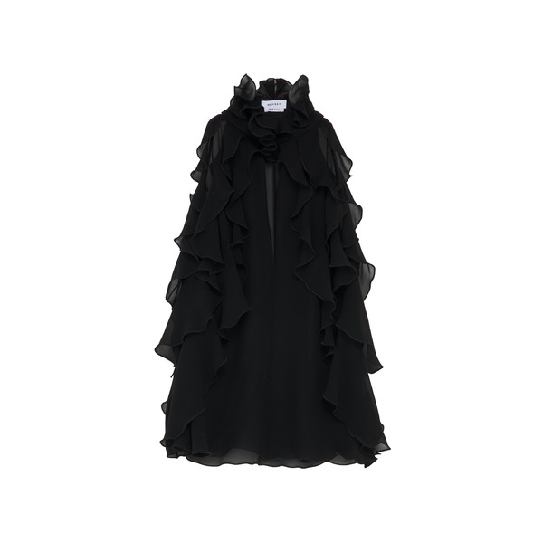 Alexander McQueen Ruffled Top in Black - Tops - British Luxury Tailoring at Coveti