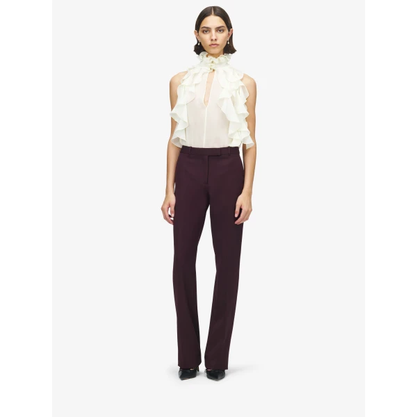 Alexander McQueen Ruffled Top in Cream - Tops - British Luxury Tailoring at Coveti