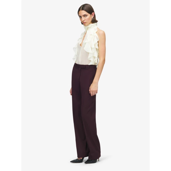 Alexander McQueen Ruffled Top in Cream - Tops - British Luxury Tailoring at Coveti