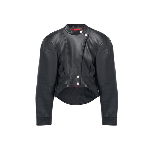 Alexander McQueen Sculpted Shoulder Leather Jacket - Jackets - British Luxury Tailoring at Coveti