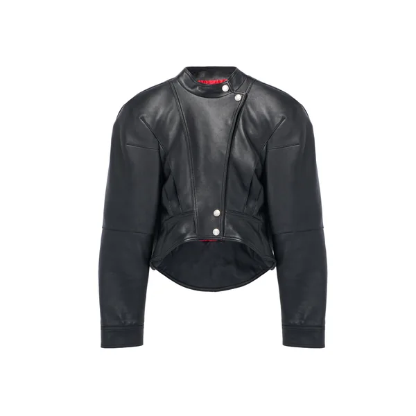 Sculpted Shoulder Leather Jacket