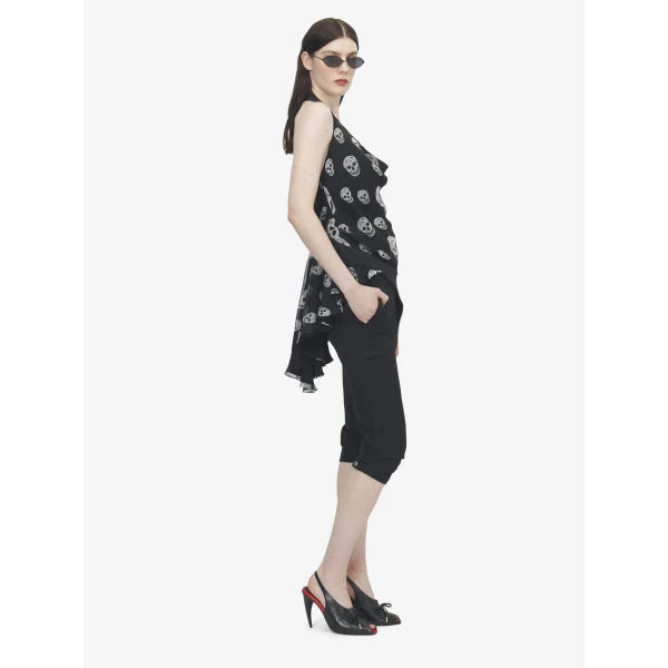 Alexander McQueen Skull Print Asymmetric Top - Tops - British Luxury Tailoring at Coveti