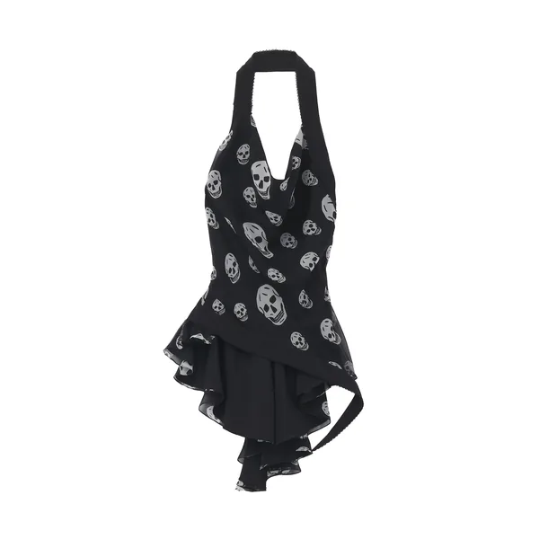 Skull Print Asymmetric Top