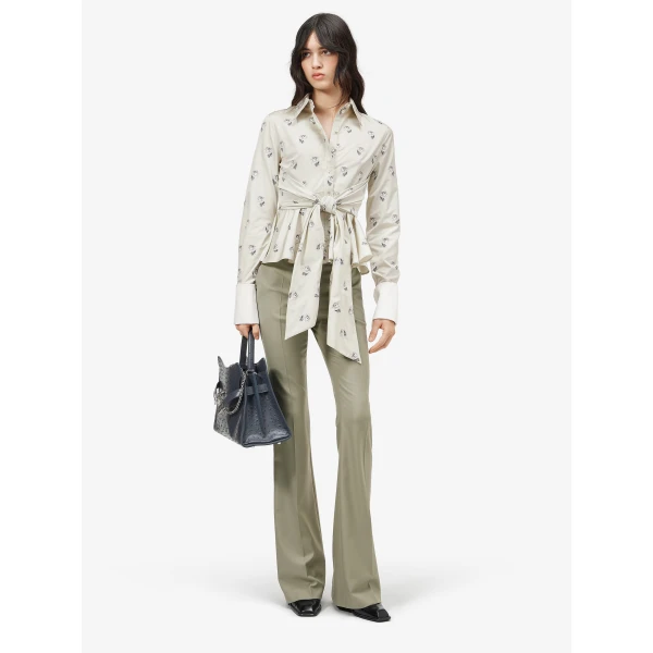 Alexander McQueen Taffeta Rose Jacquard Self-tie Shirt - Tops - British Luxury Tailoring at Coveti