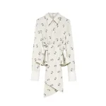 Alexander McQueen Taffeta Rose Jacquard Self-tie Shirt - Tops - British Luxury Tailoring at Coveti