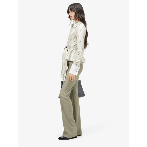 Alexander McQueen Taffeta Rose Jacquard Self-tie Shirt - Tops - British Luxury Tailoring at Coveti