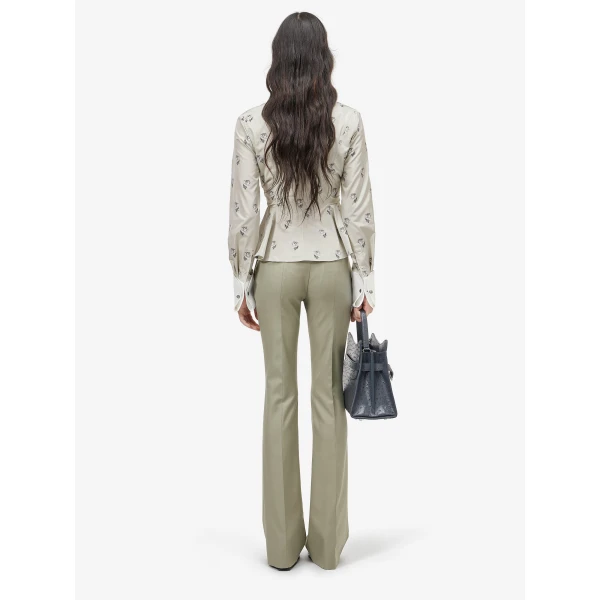 Alexander McQueen Taffeta Rose Jacquard Self-tie Shirt - Tops - British Luxury Tailoring at Coveti