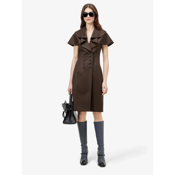 Alexander McQueen Waterfall Collar Double-breasted Dress - Dresses - British Luxury Tailoring at Coveti