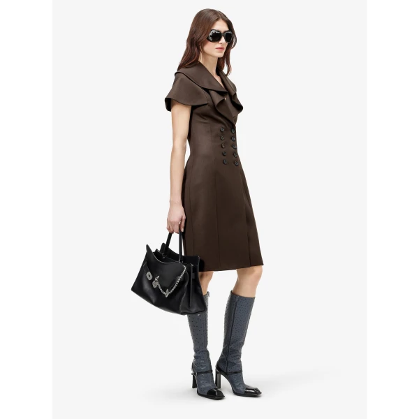 Alexander McQueen Waterfall Collar Double-breasted Dress - Dresses - British Luxury Tailoring at Coveti