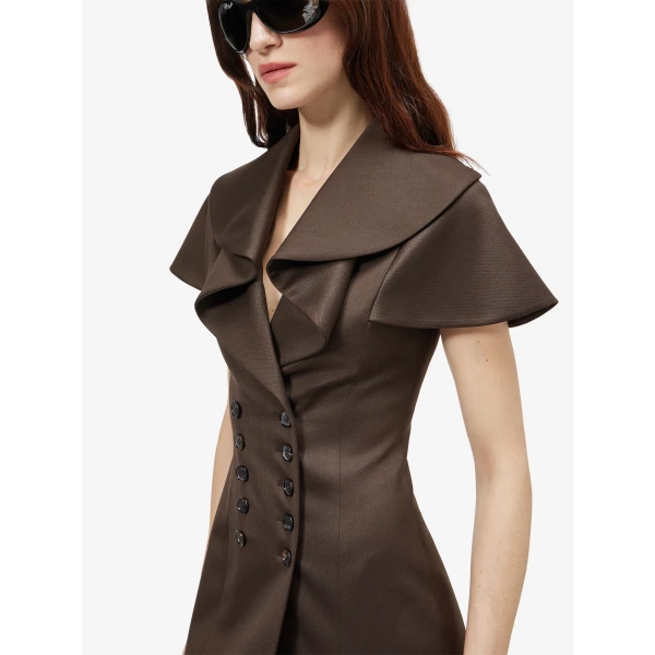 Alexander McQueen Waterfall Collar Double-breasted Dress - Dresses - British Luxury Tailoring at Coveti
