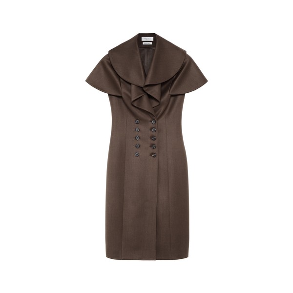 Alexander McQueen Waterfall Collar Double-breasted Dress - Dresses - British Luxury Tailoring at Coveti