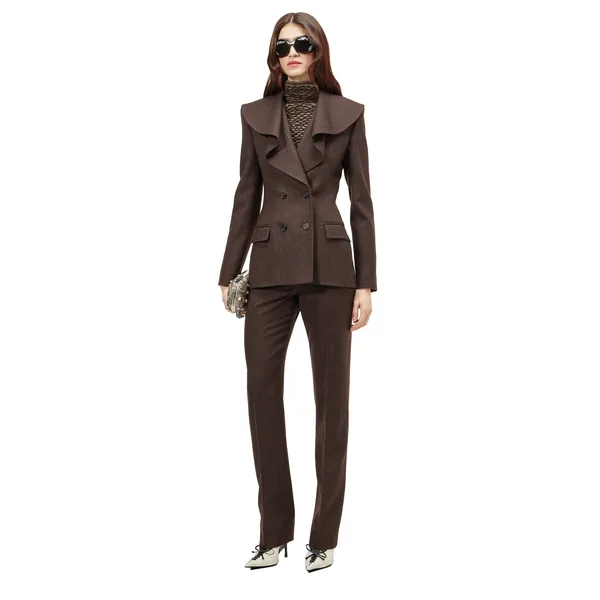 Alexander McQueen Waterfall Collar Double-breasted Jacket - Jackets - British Luxury Tailoring at Coveti