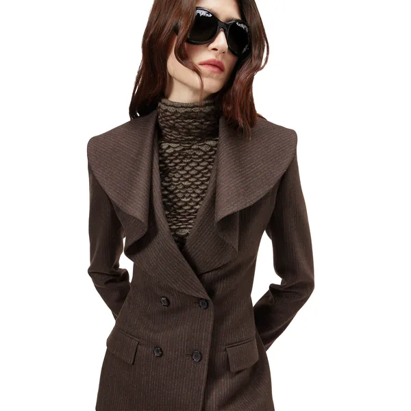 Alexander McQueen Waterfall Collar Double-breasted Jacket - Jackets - British Luxury Tailoring at Coveti
