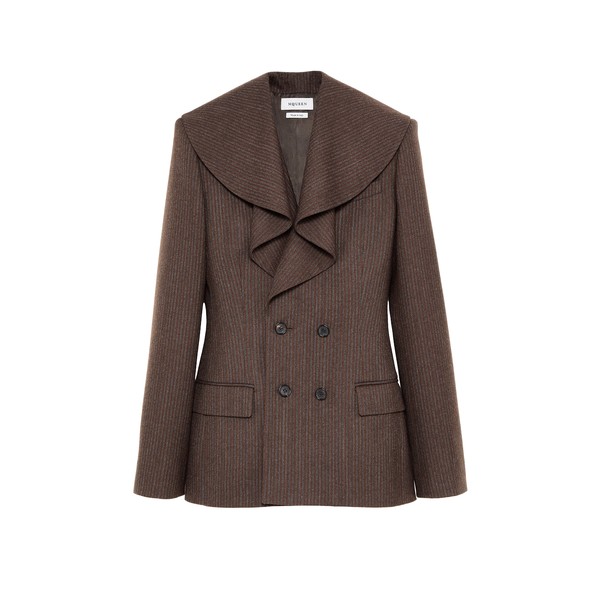Alexander McQueen Waterfall Collar Double-breasted Jacket - Jackets - British Luxury Tailoring at Coveti