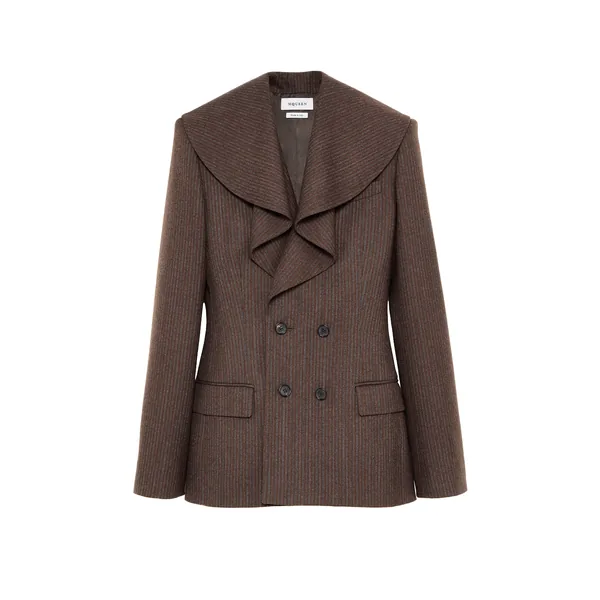 Alexander McQueen Waterfall Collar Double-breasted Jacket - Jackets - British Luxury Tailoring at Coveti