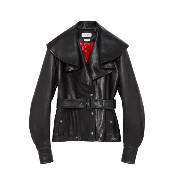 Waterfall Collar Leather Jacket