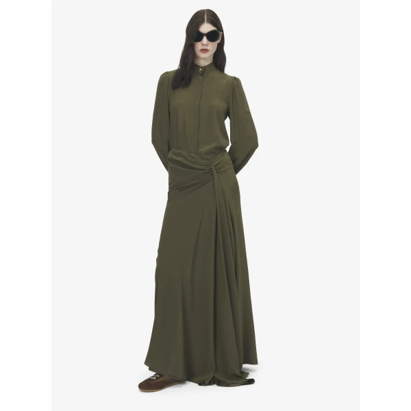 Alexander McQueen Wishbone Silk Shirt in Green - Tops - British Luxury Tailoring at Coveti