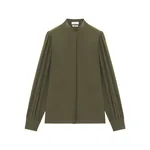 Alexander McQueen Wishbone Silk Shirt in Green - Tops - British Luxury Tailoring at Coveti