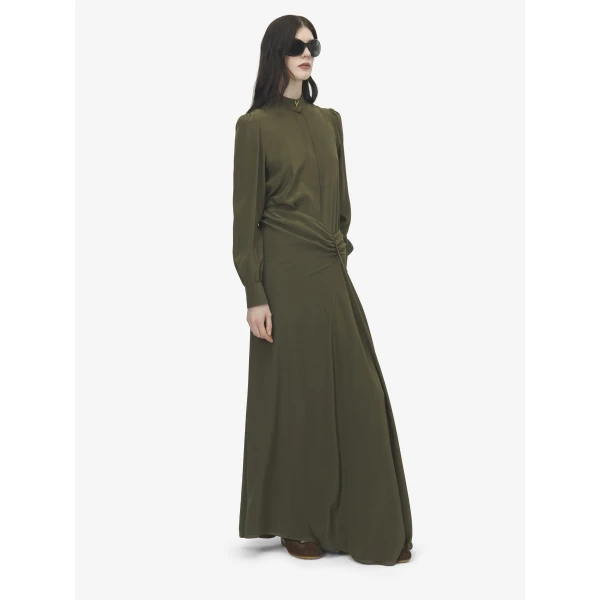 Alexander McQueen Wishbone Silk Shirt in Green - Tops - British Luxury Tailoring at Coveti