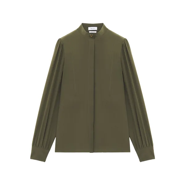 Wishbone Silk Shirt in Green