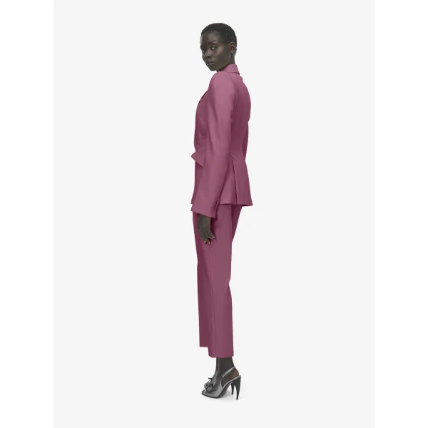 Alexander McQueen Wool Gabardine Cigarette Trousers in Pink - Pants - British Luxury Tailoring at Coveti