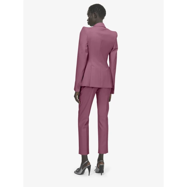Alexander McQueen Wool Gabardine Cigarette Trousers in Pink - Pants - British Luxury Tailoring at Coveti
