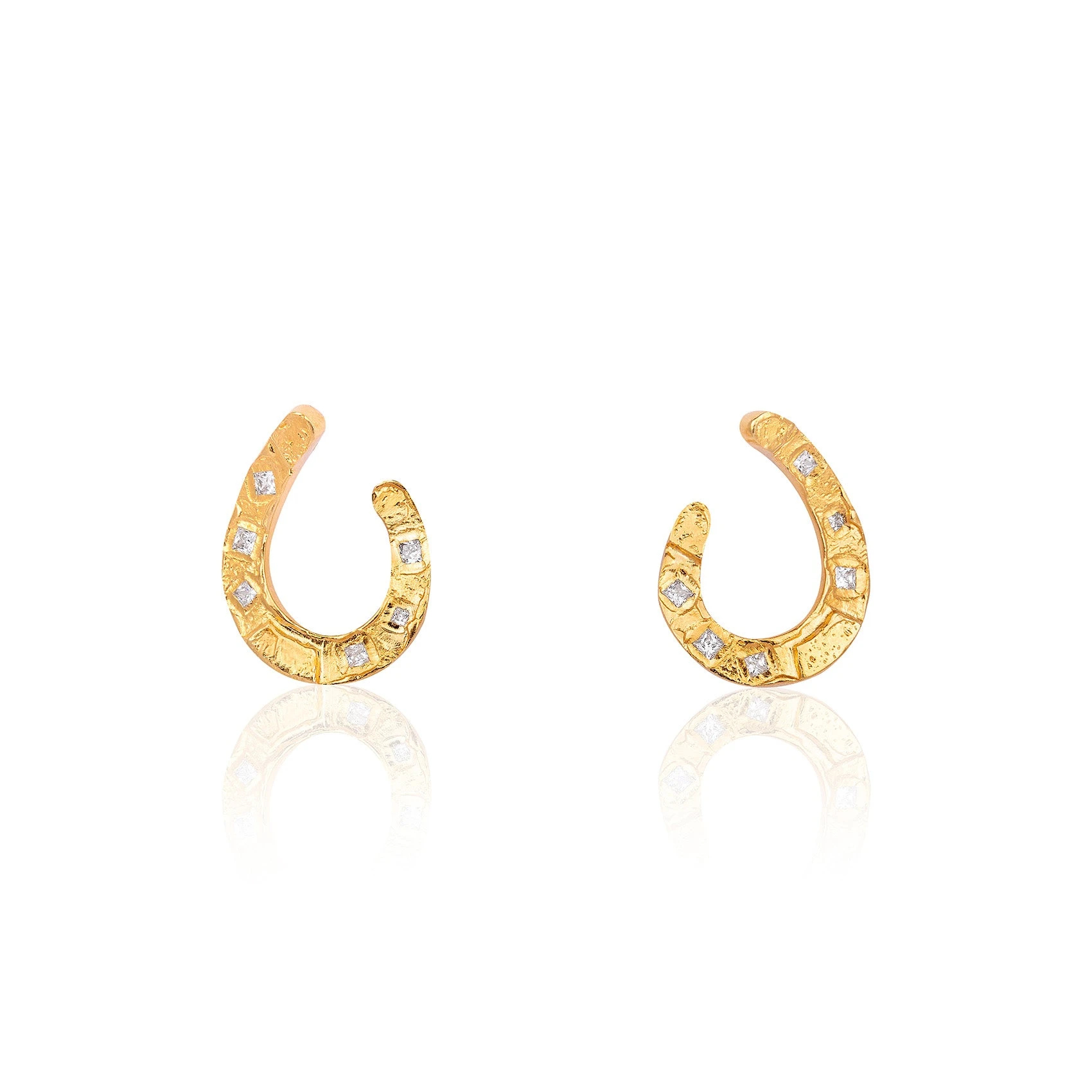 Alexandra Hakim Golden Horseshoe Earrings in Gold | Buy Earrings at Coveti Alexandra Hakim Golden Horseshoe Earrings