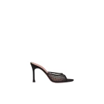 Amina Muaddi Alexa Slipper 95 in Black Lace Polka Dot