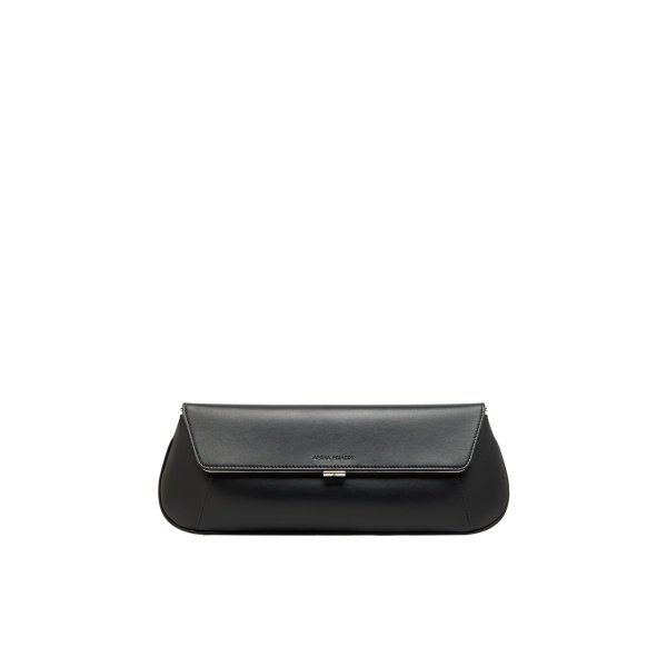 Amina Muaddi Ami Clutch in Black Nappa