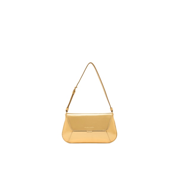 Amina Muaddi Ami Mini in Gold Mirror and Gold Hardware