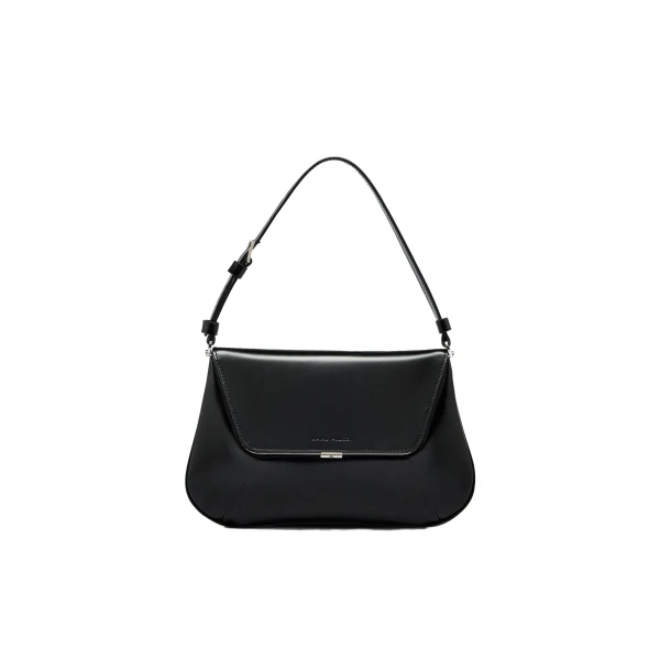 Amina Muaddi Ami Shoulder Bag in Black Spazzolato