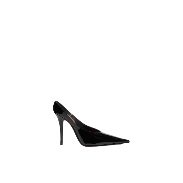 Amina Muaddi Anok Mule 105 in Black Patent