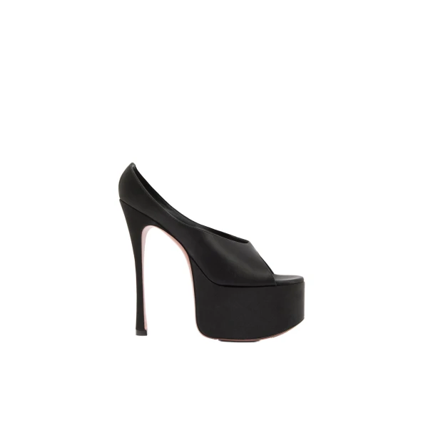 Anok Plateau Slipper 155 in Black Satin
