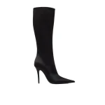 Amina Muaddi Barbara Boot 105 in Black Satin